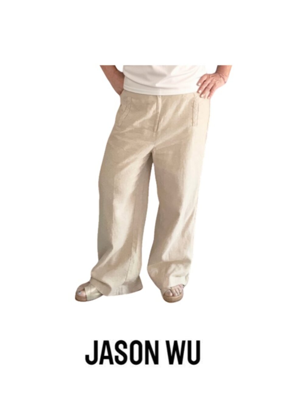 Jason Wu Linen Pants Size 8 Beige - Resort Lounge